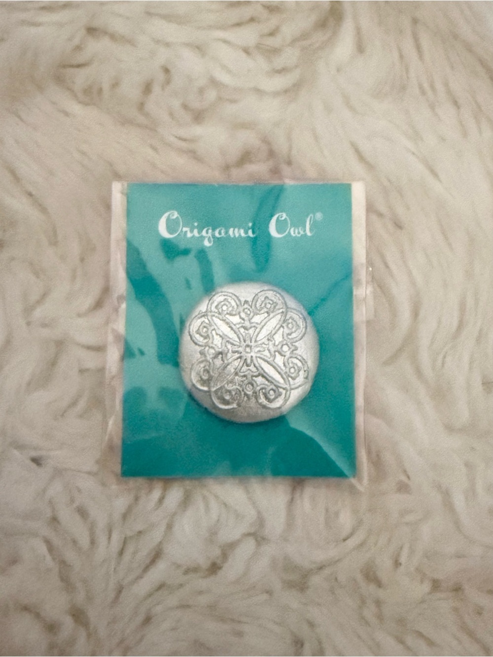 Origami Owl Silver Filigree Round Decorative diffuser stone